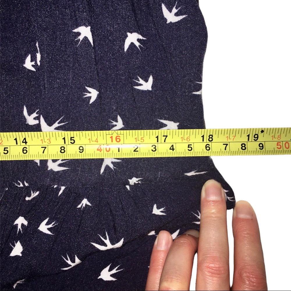 Sundress w/ Birds Cut Out Back Sleeveless Asymmetrical Navy Adam Levine Large - Picture 15 of 16
